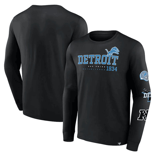 Detroit Lions Black High Whip Pitcher Long Sleeve T-Shirt